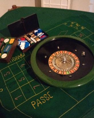 SET ROULETTE TAPPETO VERDE Vintage