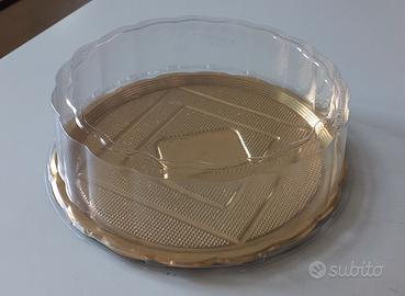 N. 6 Vassoi torta plastica dorato con coperchi