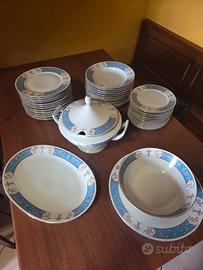 Servizio Piatti Vintage Porcellana blu oro zecchin