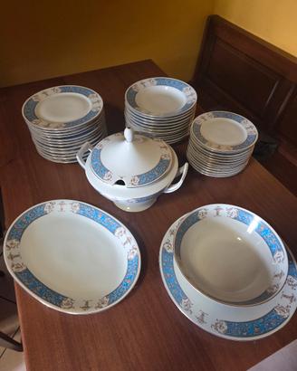 Servizio Piatti Vintage Porcellana blu oro zecchin