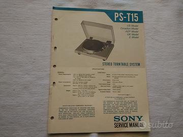 PS-T15 MANUALE DI SERVIZIO PIATTO   SONY ORIGINALE
