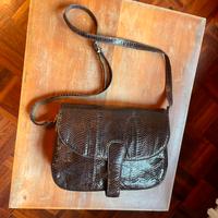 Borsa marrone vintage in vero pitone