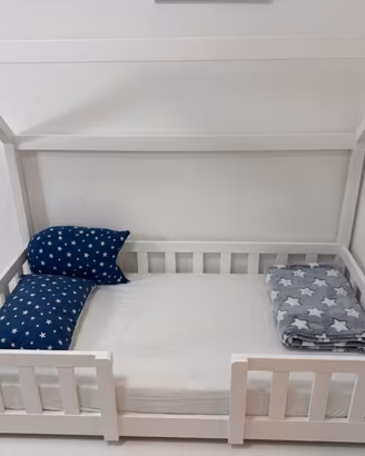 Letto a Casetta Montessori in legno bianco