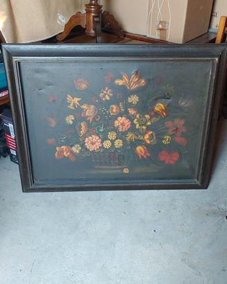 Quadro natura morta in cornice legno povero nero