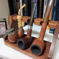 Collezione di 3 pipe in radica con portapipe