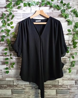 BLUSA/MAGLIA ASIMMETRICA TG 56 NERA