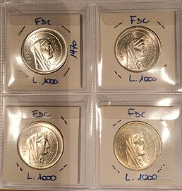 4 monete argento 1000 lire " Roma Capitale.