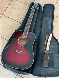 Kit chitarra acustica + custodia + tracolla pelle