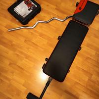 Panca DOMYOS + Bilanciere EZ + Kit Pesi 20kg