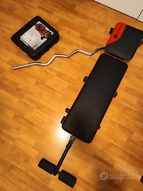 Panca DOMYOS + Bilanciere EZ + Kit Pesi 20kg