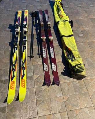 2 paia sci  con  borsone