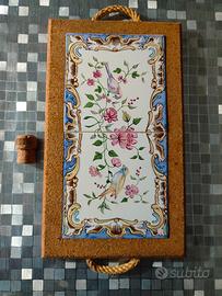 Sottopentola vintage in ceramica e sughero