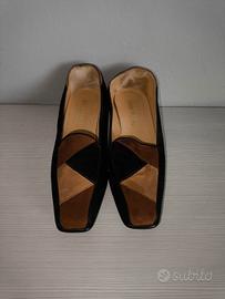 Eleganti mocassini patchwork in suede tricolore 