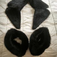 collo e manicotti vera pelliccia volpe nera
