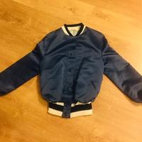 Giacca Bomber S in raso blu, panna e nero NUOVA