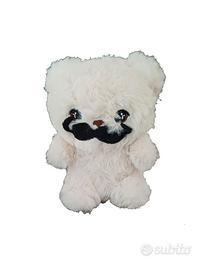 Piccolo Peluche Orsetto Bianco con Baffi Neri
