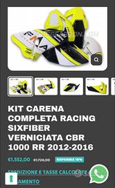 Carene racing Honda Cbr 1000 rr 2012 - 2016