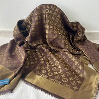 Pashmina lv monogram shine marrone gold