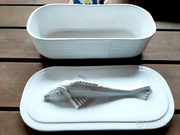 Pirofila ceramica con coperchio forma di pesce