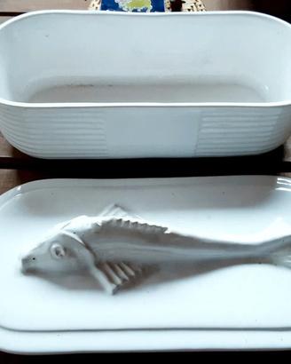 Pirofila ceramica con coperchio forma di pesce