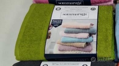 Set 3+3 asciugamani bagno spugna Sommaruga