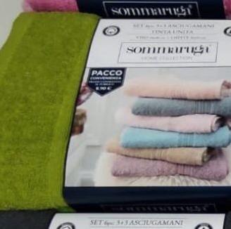 Set 3+3 asciugamani bagno spugna Sommaruga