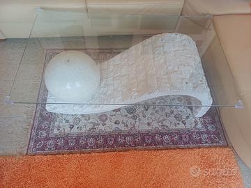 Tavolino moderno in marmo e vetro