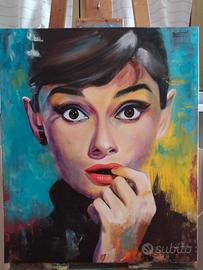 Quadro dipinto a mano arte moderna Audrey Hepburn