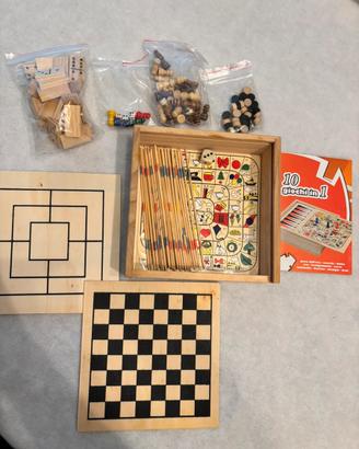 Gioco da tavola in legno con 10 diversi giochi