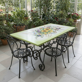 TAVOLO IN PIETRA LAVICA MIS. 200X100 CM. COMPLETO