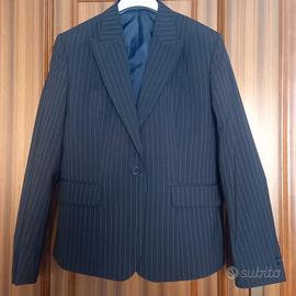 Giacca donna blu scuro gessata