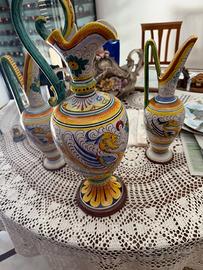 Servizio 3 pezzi in ceramica dipinta a mano Deruta