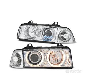 FARI BMW E36 90-99 ANGEL EYES HALOGENO FONDO CROMA