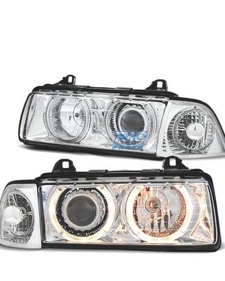 FARI BMW E36 90-99 ANGEL EYES HALOGENO FONDO CROMA