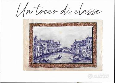 Venezia disegno a mano su carta antica vedutisti
