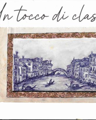 Venezia disegno a mano su carta antica vedutisti