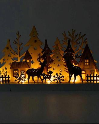 Soprammobile Natalizio luminoso in legno Luci Led