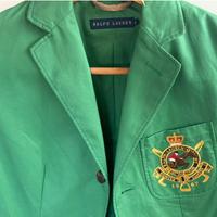 Giacca cotone Ralph Lauren donna verde con stemma.