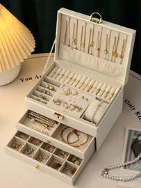 Cofanetto Portagioie in Pelle Sintetica 3 Strati