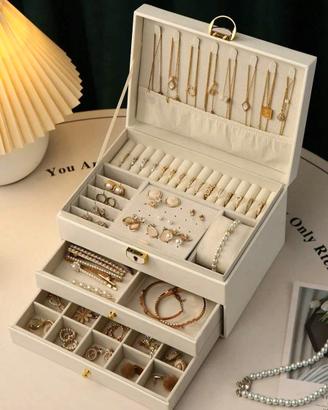 Cofanetto Portagioie in Pelle Sintetica 3 Strati