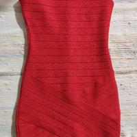 Abito Capodanno lurex rosso elasticizzato 