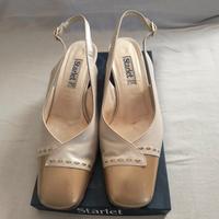 Decollete beige e oro, aperte dietro - Starlet