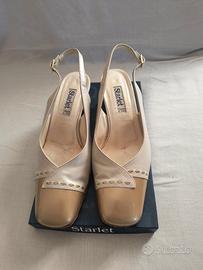 Decollete beige e oro, aperte dietro - Starlet