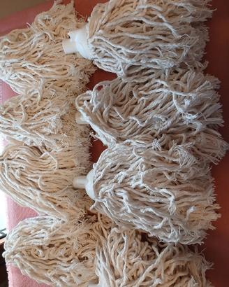 lotto 8 ricambi mop mocio cotone bianco nuovi