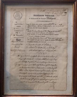 Verbale di delibera Consiglio comunale anno 1857