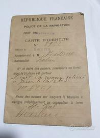 CARTA D'IDENTITÀ FRANCESE PER  NAVIGAZIONE 1916