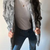 Blazer vintage con fantasia nera e grigia donna