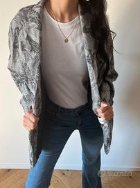 Blazer vintage con fantasia nera e grigia donna