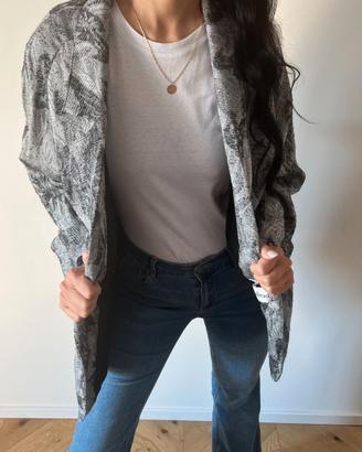 Blazer vintage con fantasia nera e grigia donna
