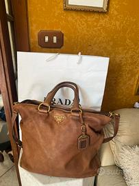 Prada borsa vera pelle cuoio donna originale